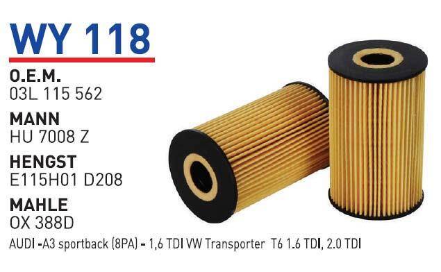 03L115562 Volkswagen T6 Yağ Filtresi Wunder - 1