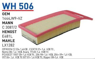 144.W9 Peugeot Cıtroen Çanta Hdi Hava Filtresi Wunder - WUNDER