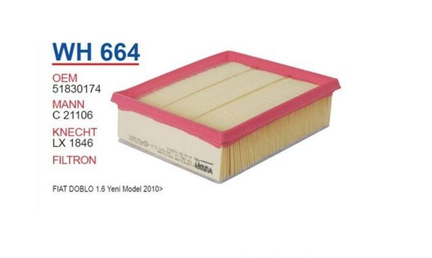 51830174 Fiat Doblo 1.6 Alfa Mito Yeni Model Hava Filtresi Wunder - 1