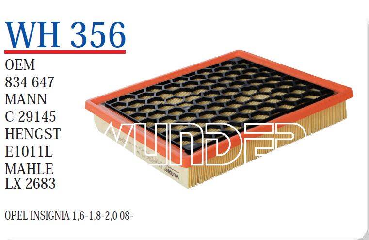 834647 Wunder Hava Filtresi Insignia 1.6 - 1.8 - 2.0 08 - Wh356 - 1
