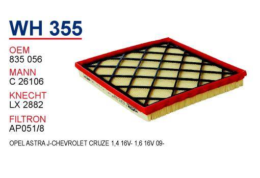 835056 Opel Astra J Chevrolet Cruze 1.4 1.6 Hava Filitresi - 1