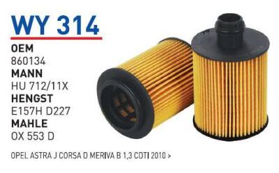 860164 Opel Astraj 1.3 Cdti Dizel Yağ Filtresi Wunder - 2
