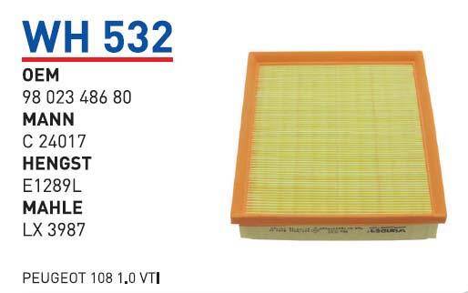 9802348680 Partner C3 C4 Berlingo 1-6 Hava Filtresi Wunder - 1