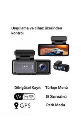 Araç Kayıt Kamerası Yol ve Araç İçi Wifi 4K +24 Saat Kayıt Enerji Modülü - 4