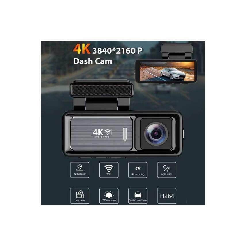 Araç Kayıt Kamerası Yol ve Araç İçi Wifi 4K +24 Saat Kayıt Enerji Modülü - 6