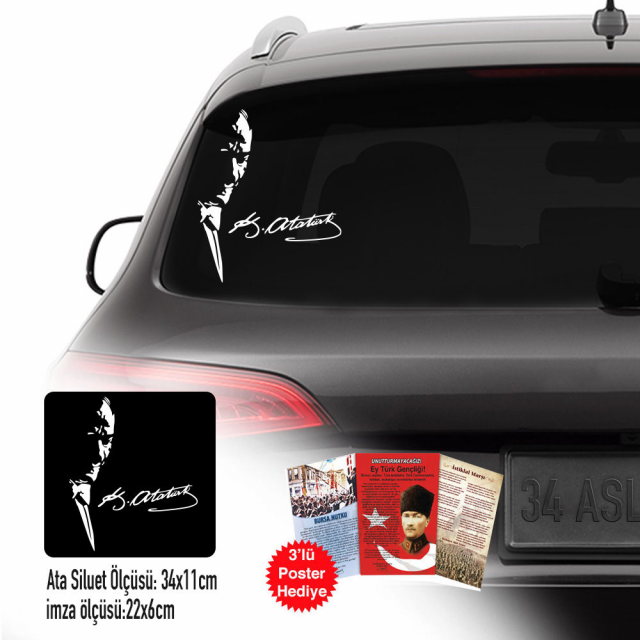 Atatürk İmzalı Silüet Resim Hediyeli 3 Tane - 1