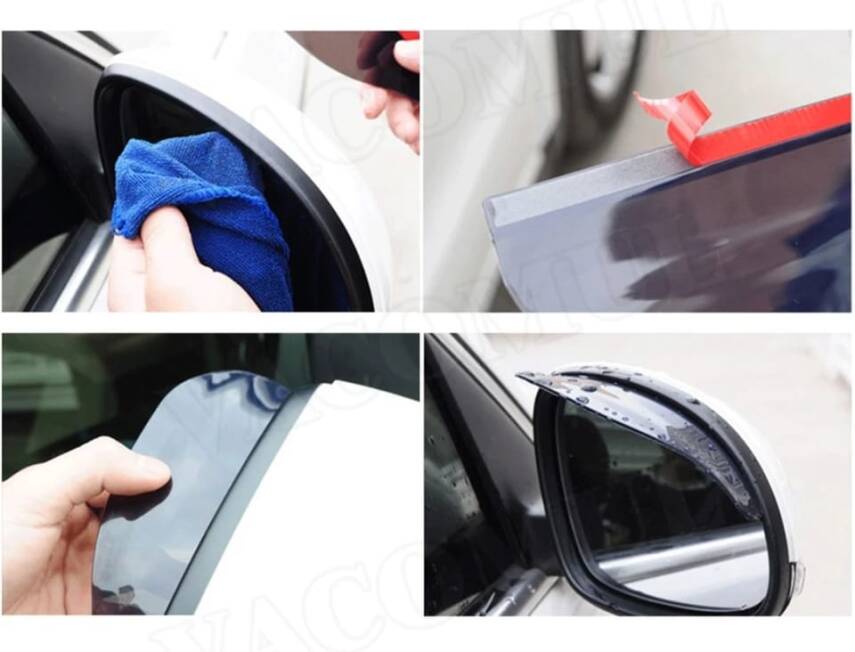 Ayna Şapkası Yağmurluk Dikiz Aynası Takım Açık Siyah - 5