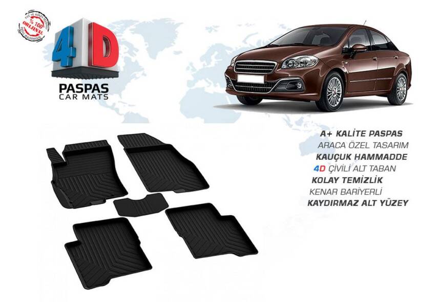 Fiat Linea 4D Havuzlu Paspas Omsa Siyah - 1