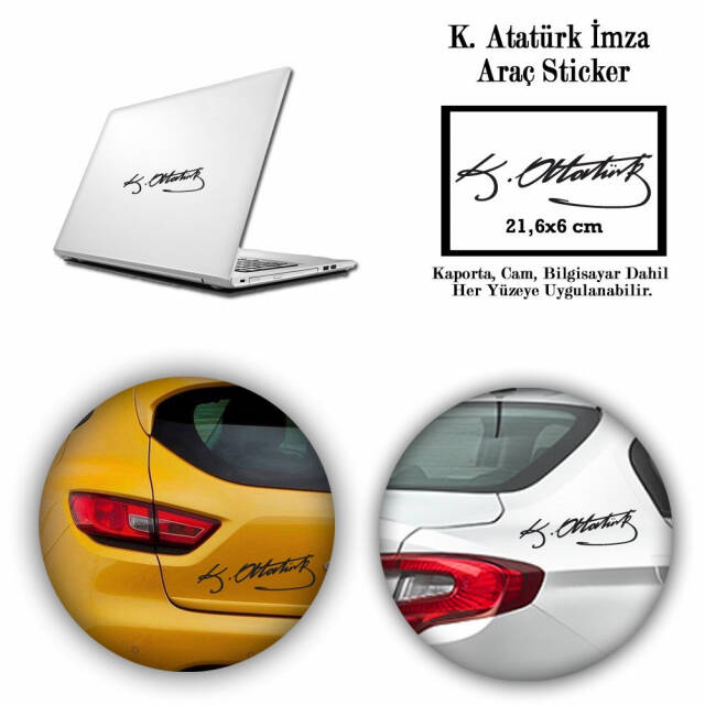 K. Atatürk İmzası Sticker 3 Renk - 2