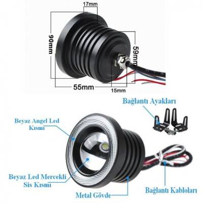 Mercek Angel Ledli Sis Lambası (Beyaz) - 1