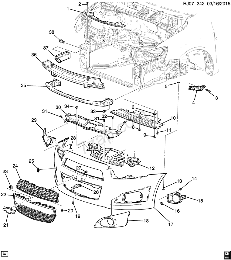 Panel Üst Bakaliti Ön Tampon Aveo T300 2012 Sonrası - 3