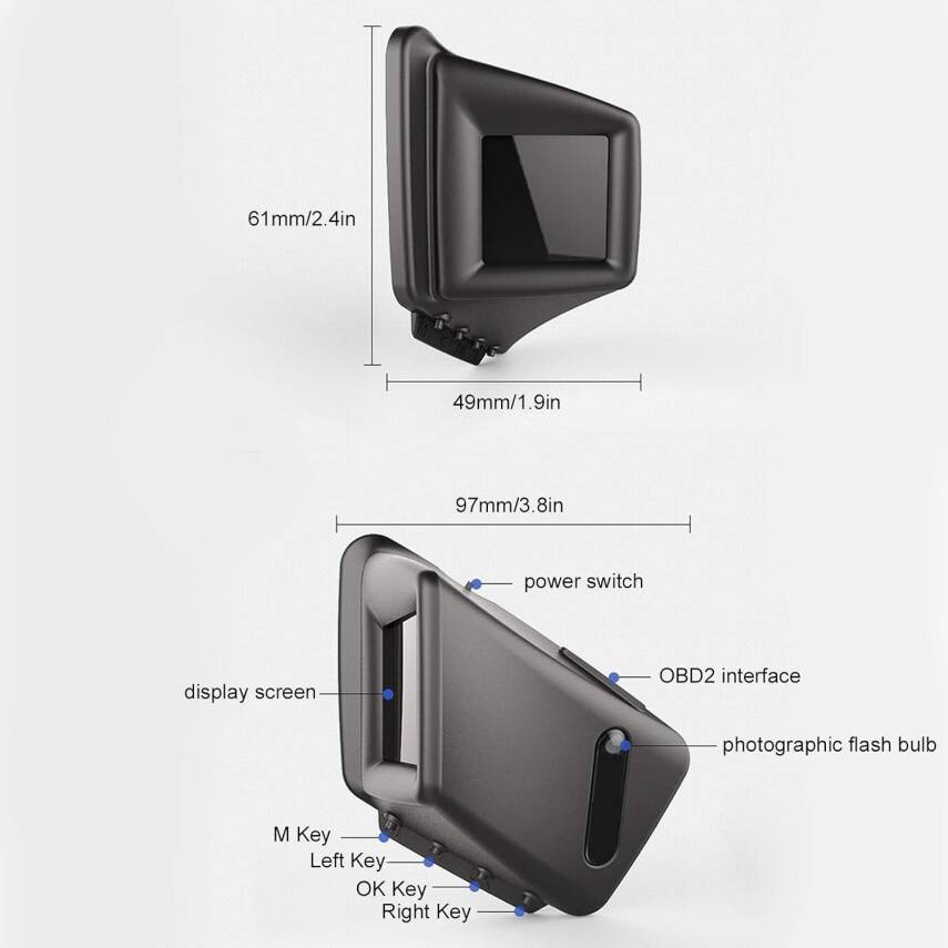 Sanal Gösterge Paneli Hud Head Up Display Obd Sistem Yan Direk Obd - 5