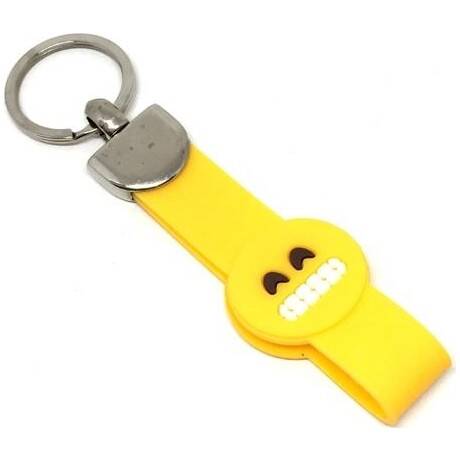 Silikon Anahtarlık Elastik Sırıtan Surat Emoji - 1